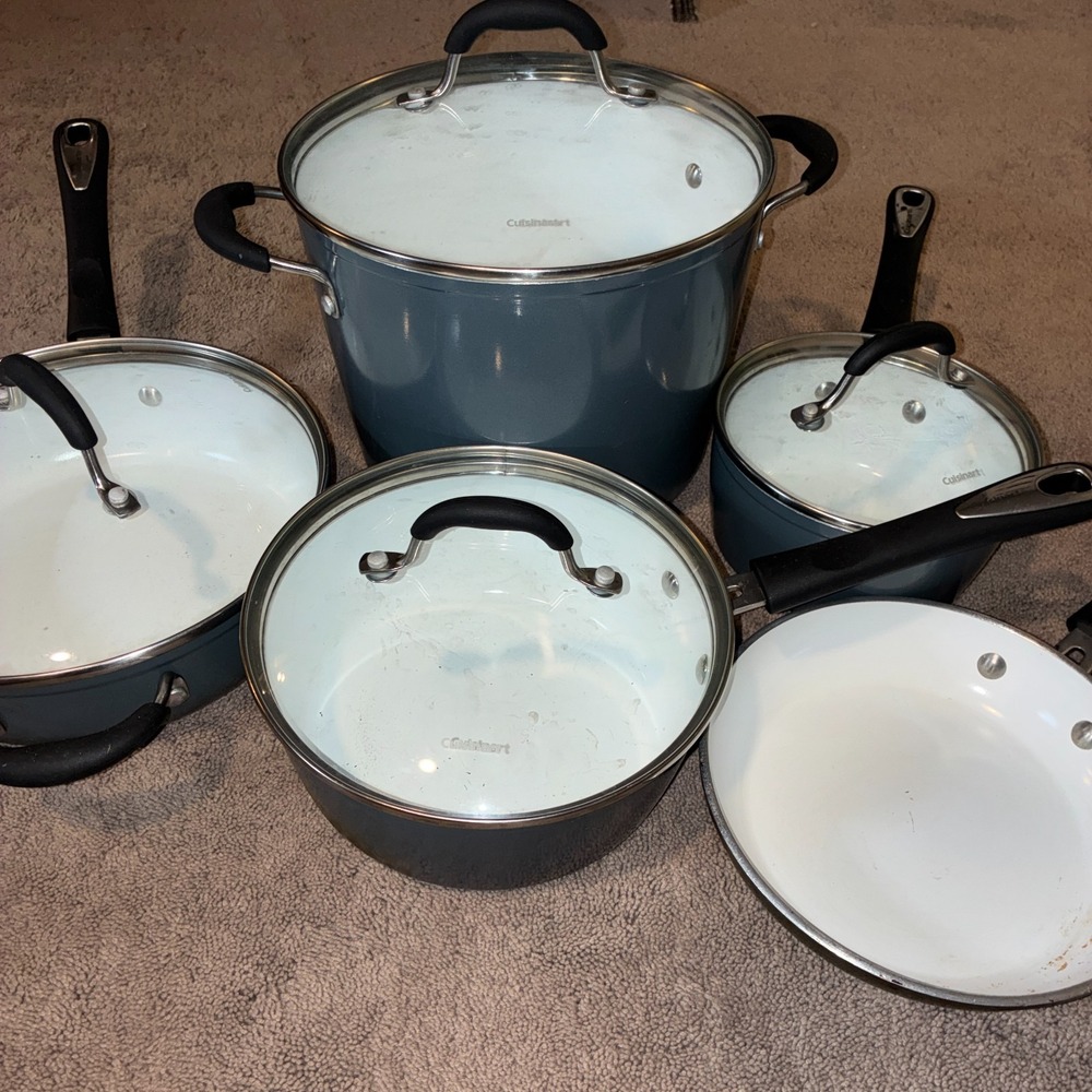 Cuisinart Elements Ceramic Nonstick Cookware Set 9-Piece Pots Pans Lids